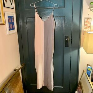 NWT Catherine Gee Pink/Grey Colorblock Silk Maxi Dress